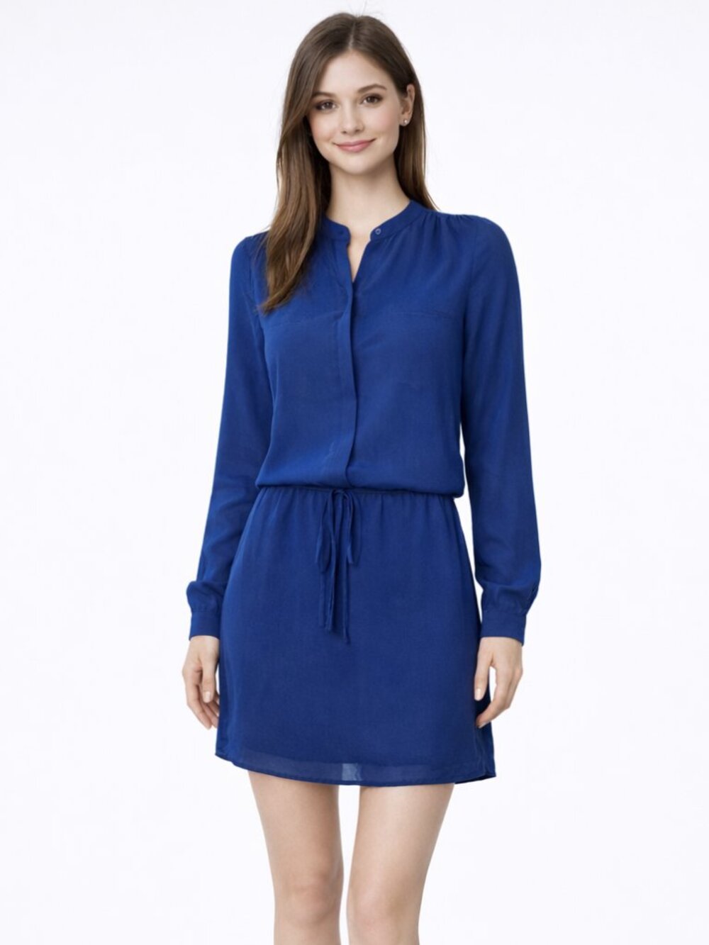 Vince Cobalt Blue Drawstring Shirt Dress XS NWT $275
